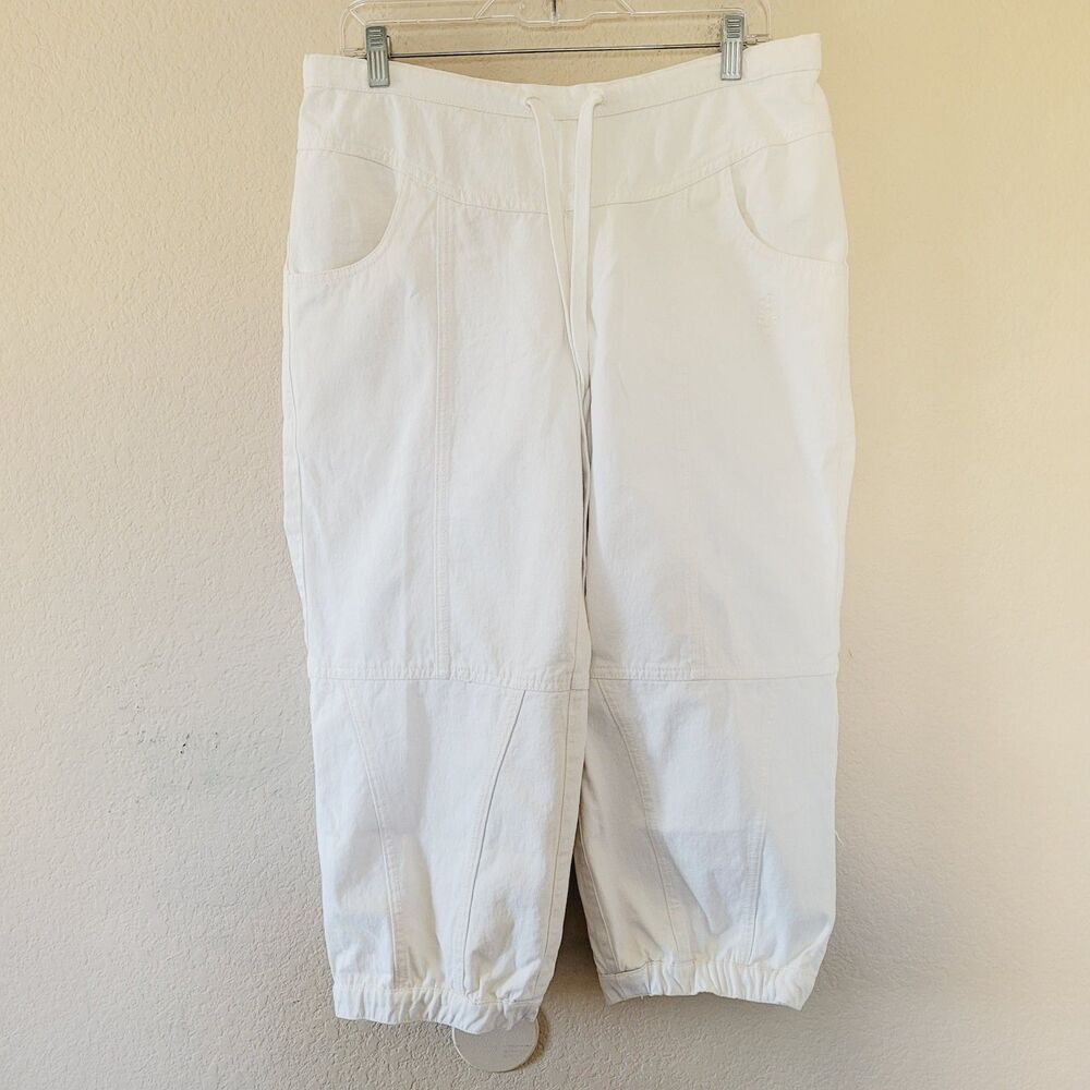 Free People Movement For Real Crop Pants Medium 100% Cotton Pull On Baggy Barrel